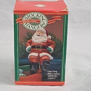 Santa Claus Stocking Hanger Figure w/ Box Holiday Decor